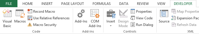Developer ribbon gives access to many developer options.